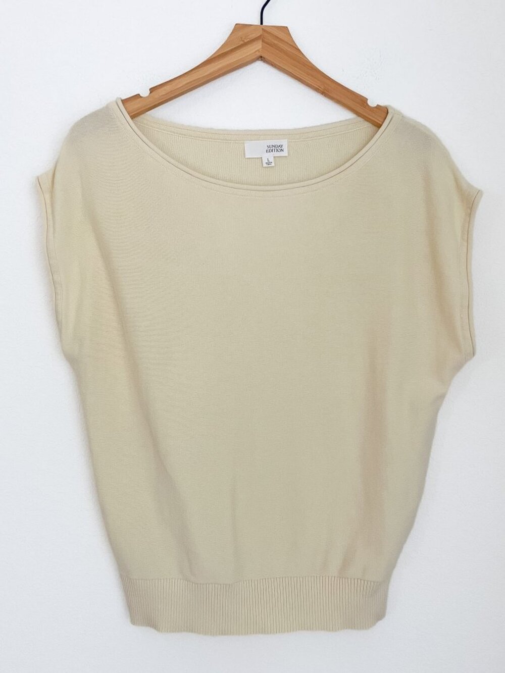 Sunday Edition Butter Yellow Cotton Fine Knit Sweater Vest L